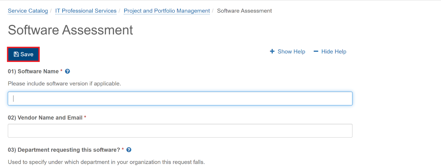 image of software assessment form