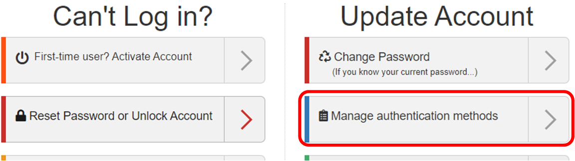 image of Manage authentication methods option