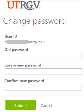 image of change password interface